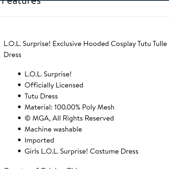 New! L.O.L Surprise Exclusive Hooded Dress! - Picture 8 of 8